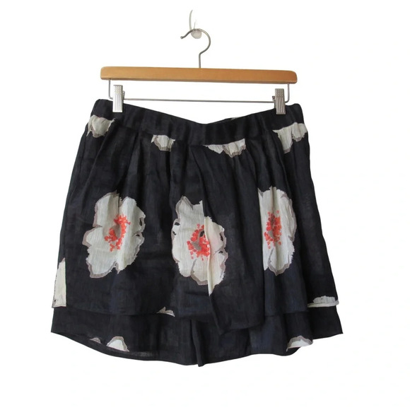 Isabel Marant Etoile Navy Double Layer Poppy Print MIni Skirt Size 40 Large Flaw - Picture 2 of 10
